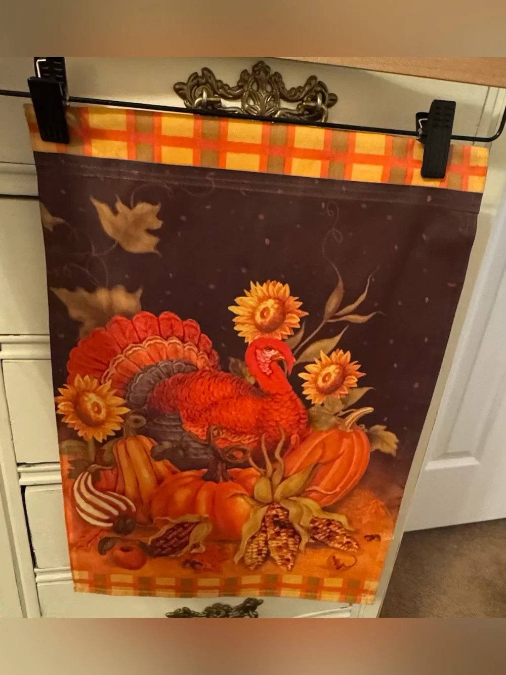 Autumn Harvest Turkey Garden Flag - Reversible 12” x 18”